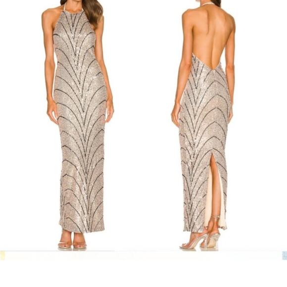 Michael Costello x Revolve Coreen Gown XS – Champagne Sequin Maxi - Picture 1 of 11